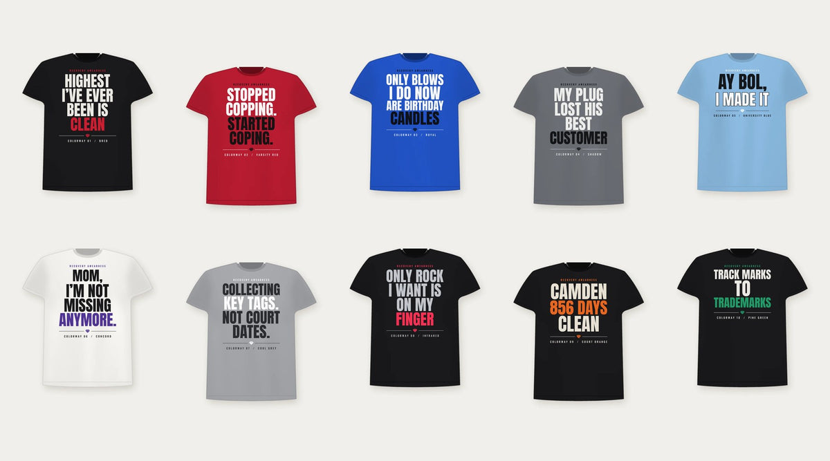 Ten recovery tees in ten sneaker-inspired colorways