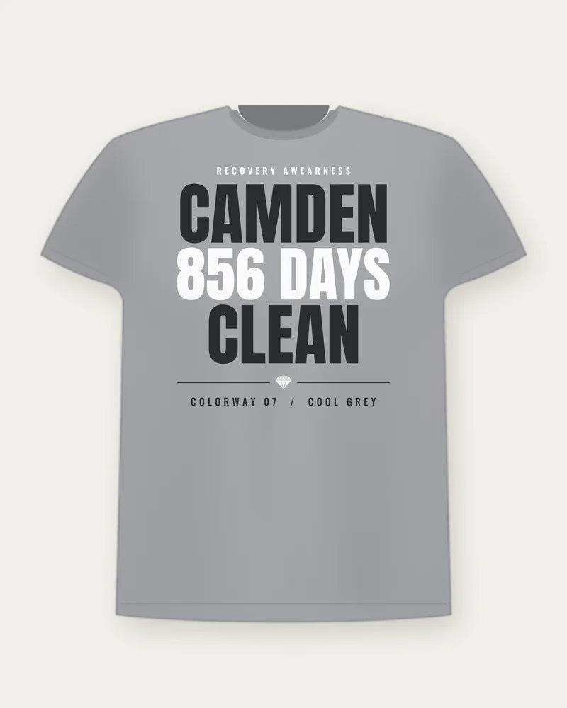 Camden 856 Days Clean — Cool Grey Colorway Tee
