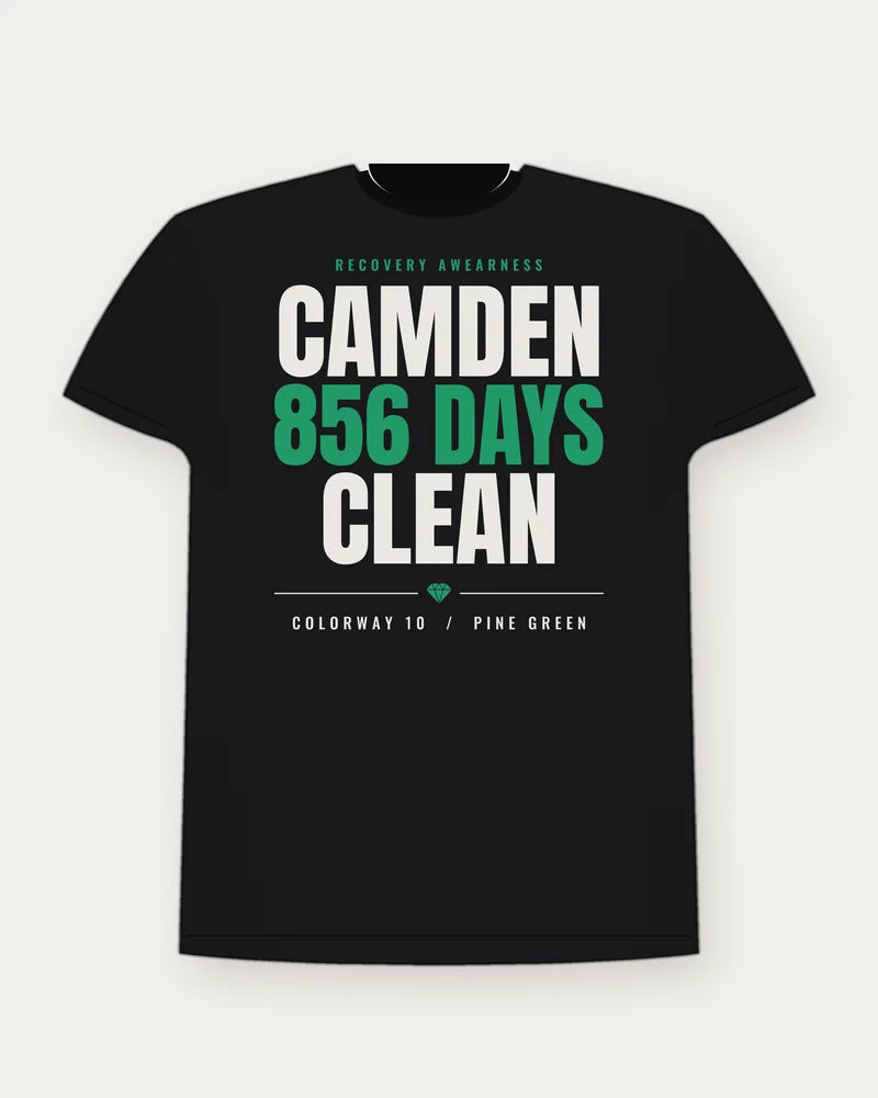 Camden 856 Days Clean — Pine Green Colorway Tee