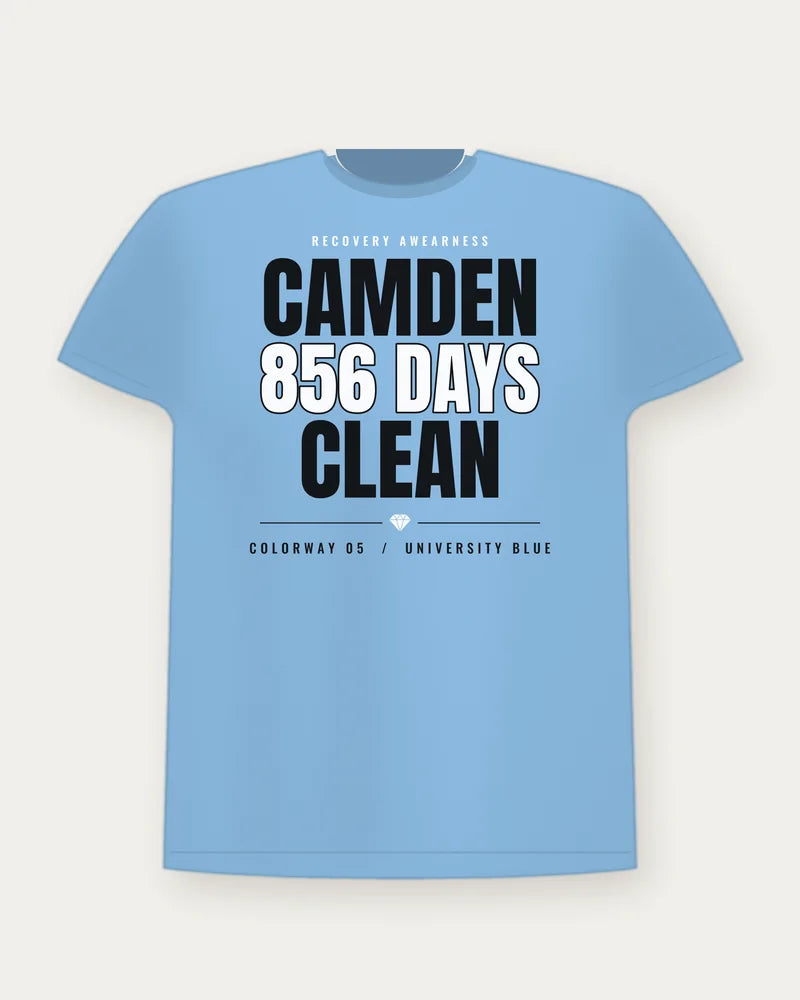 Camden 856 Days Clean — University Blue Colorway Tee