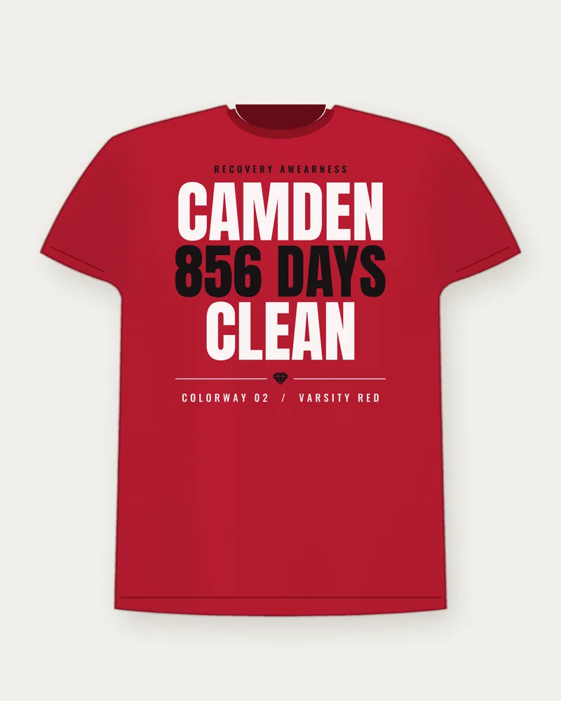 Camden 856 Days Clean — Varsity Red Colorway Tee