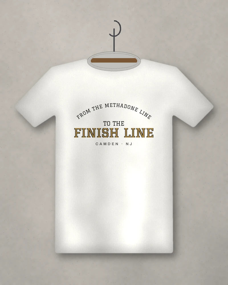 From The Methadone Line To The Finish Line — white tee