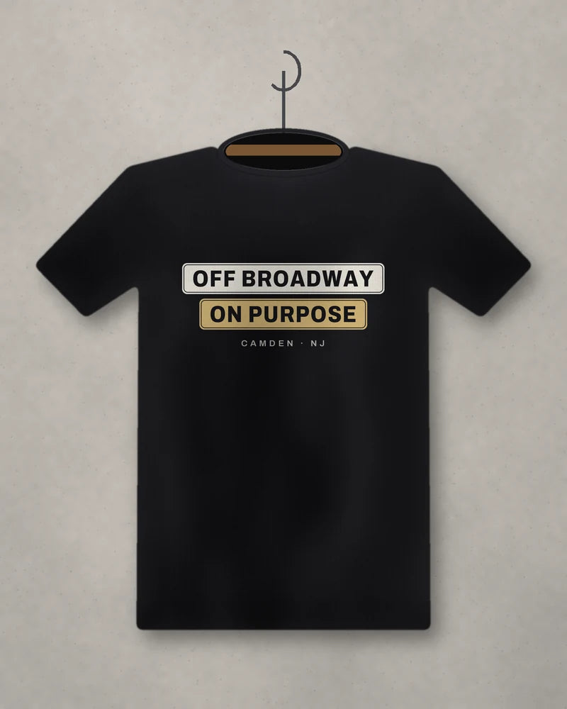 Off Broadway. On Purpose. — black tee