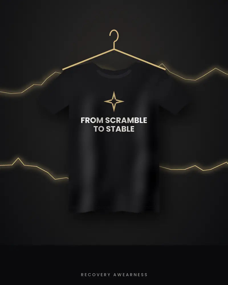 From Scramble To Stable — black tee