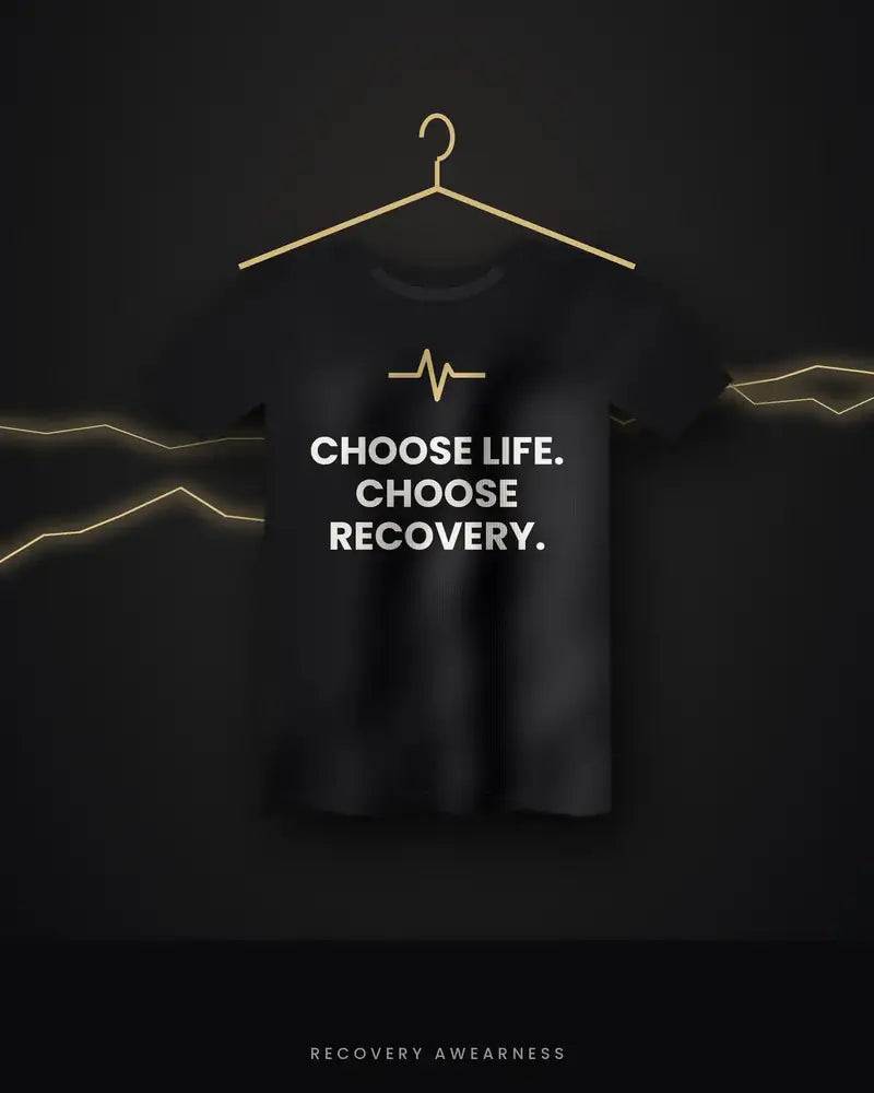 Choose Life. Choose Recovery. — black tee