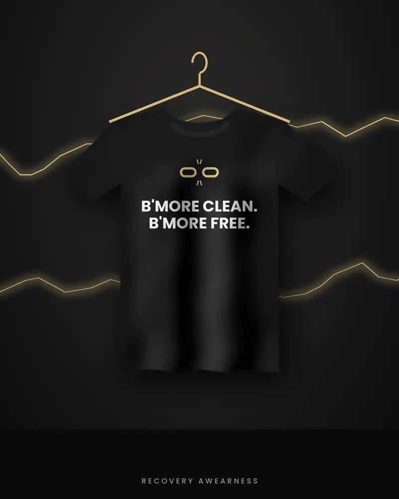 B'more Clean. B'more Free. — black tee