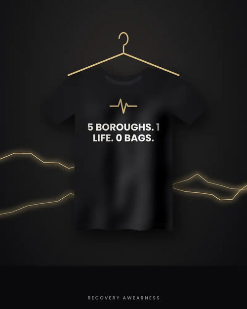 5 Boroughs. 1 Life. 0 Bags. — black tee