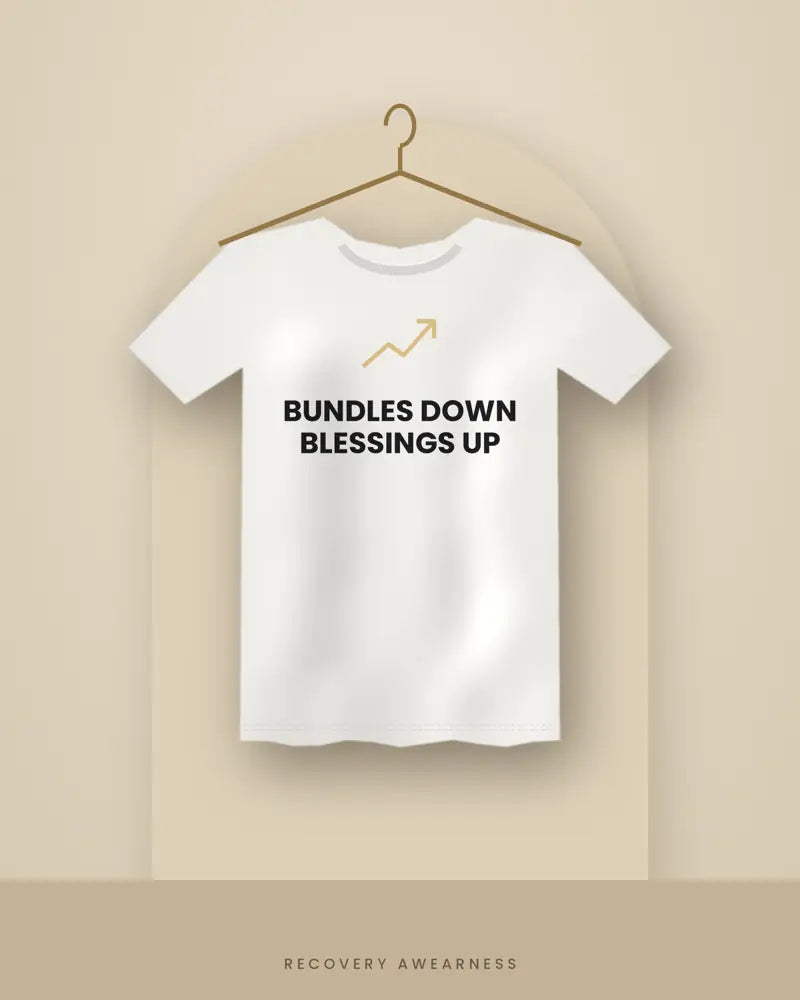 Bundles Down Blessings Up — white tee