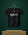 North Ave & New Life Way — black tee