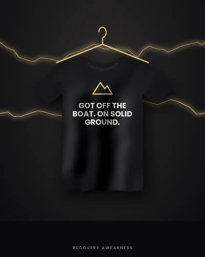 Got Off The Boat. On Solid Ground. — black tee