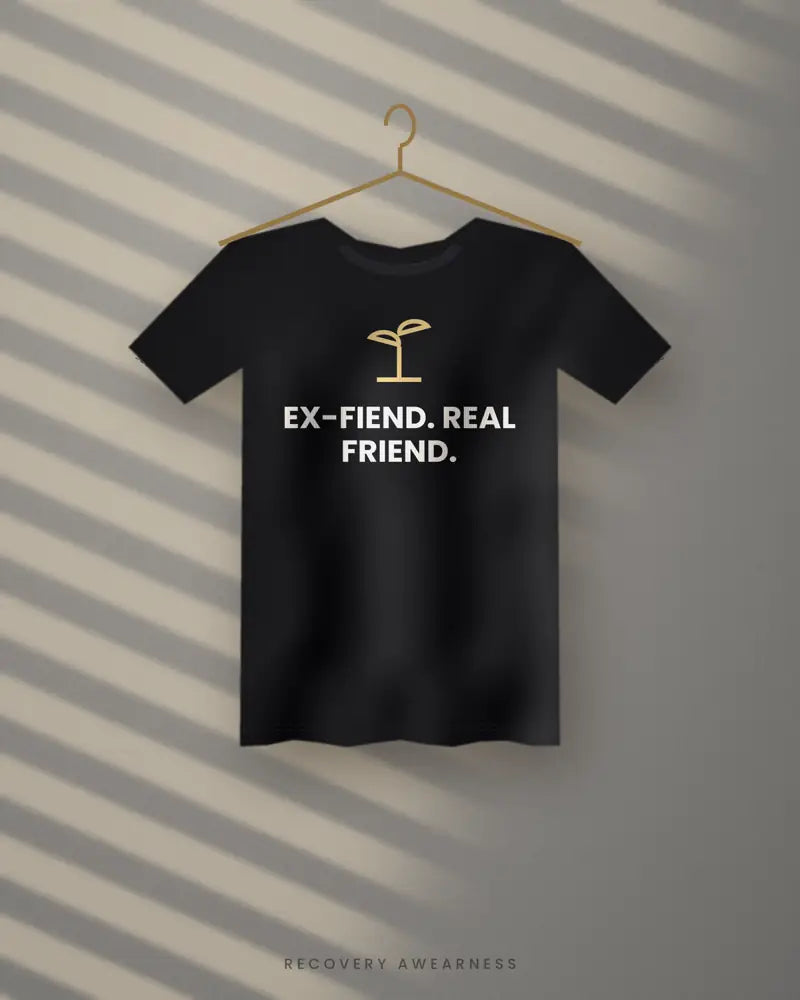Ex-Fiend. Real Friend. — black tee