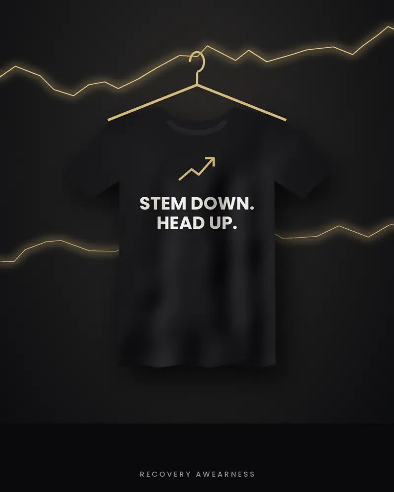 Stem Down. Head Up. — black tee