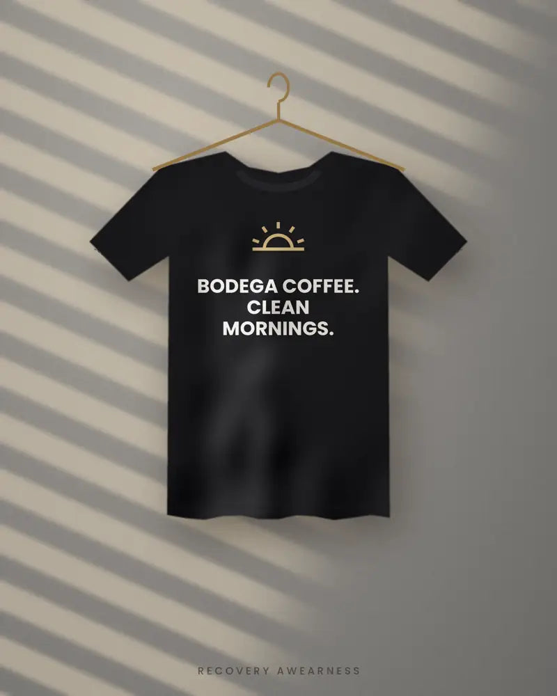 Bodega Coffee. Clean Mornings. — black tee