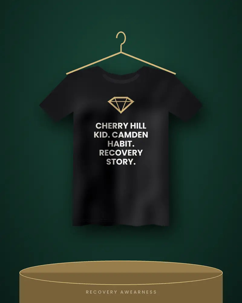 Cherry Hill Kid. Camden Habit. Recovery Story. — black tee
