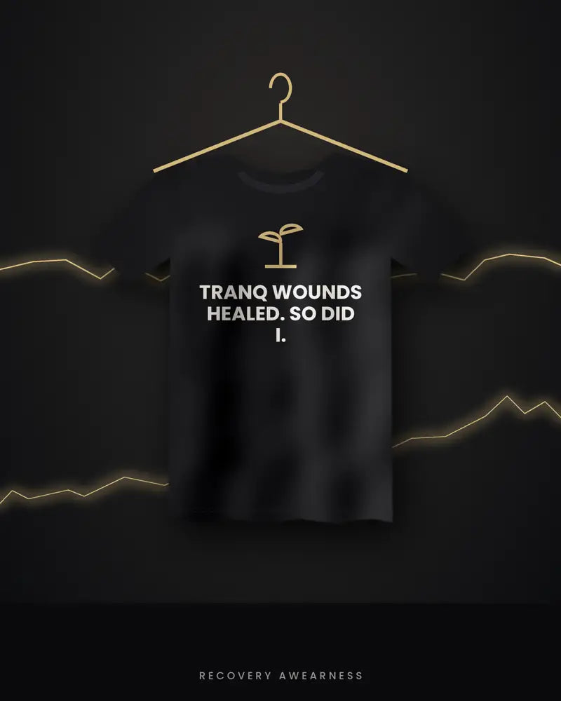 Tranq Wounds Healed. So Did I. — black tee