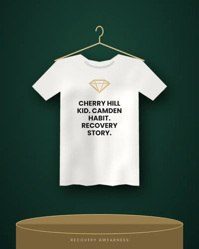 Cherry Hill Kid. Camden Habit. Recovery Story. — white tee