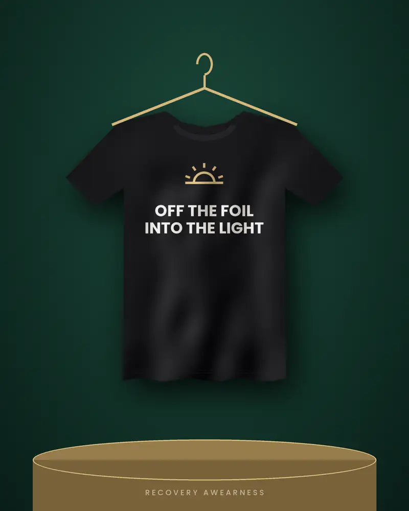 Off The Foil Into The Light — black tee