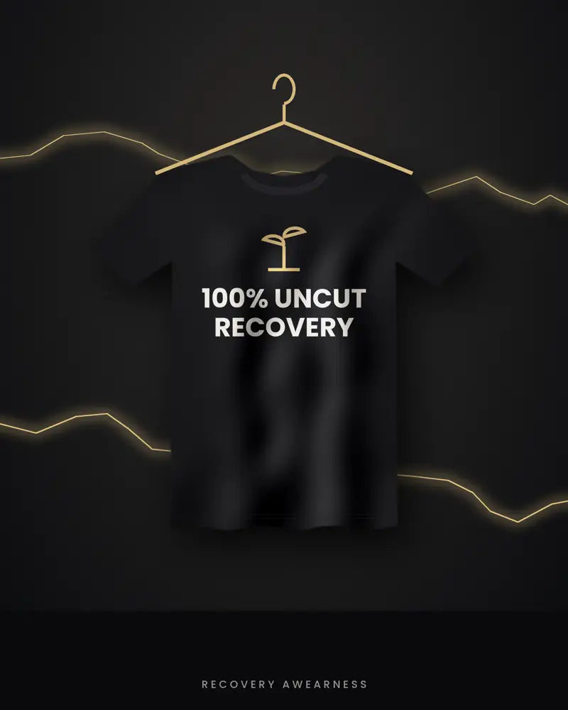 100% Uncut Recovery — black tee