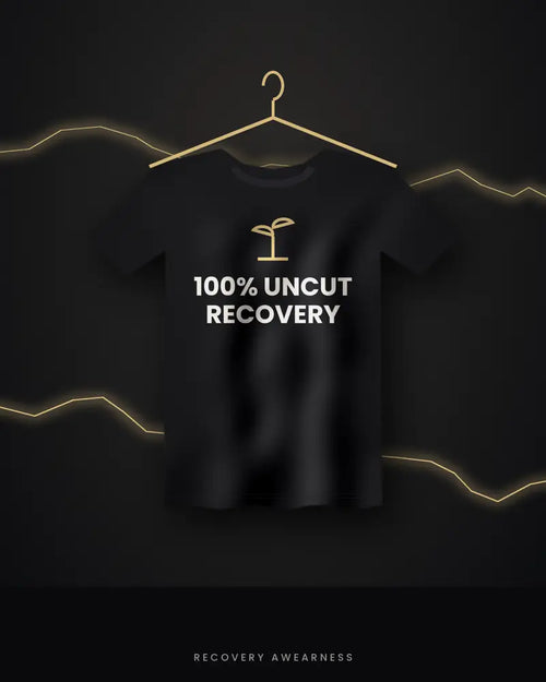 100% Uncut Recovery — black tee