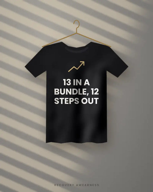 13 In A Bundle, 12 Steps Out — black tee