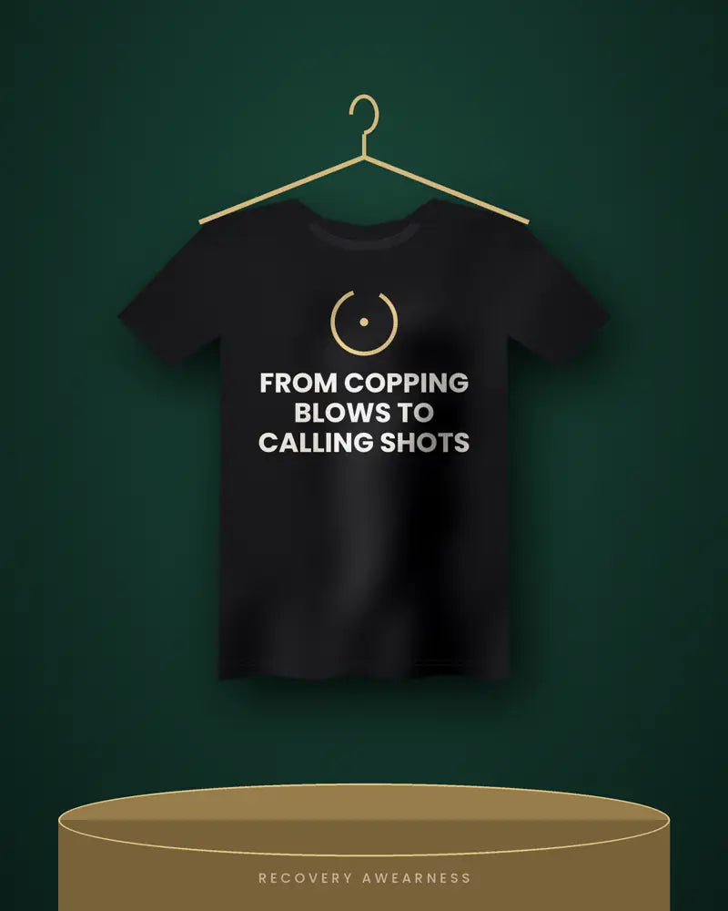 From Copping Blows To Calling Shots — black tee