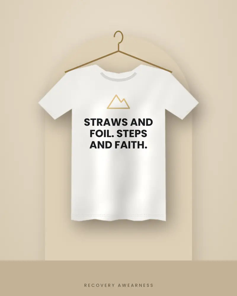 Straws And Foil. Steps And Faith. — white tee