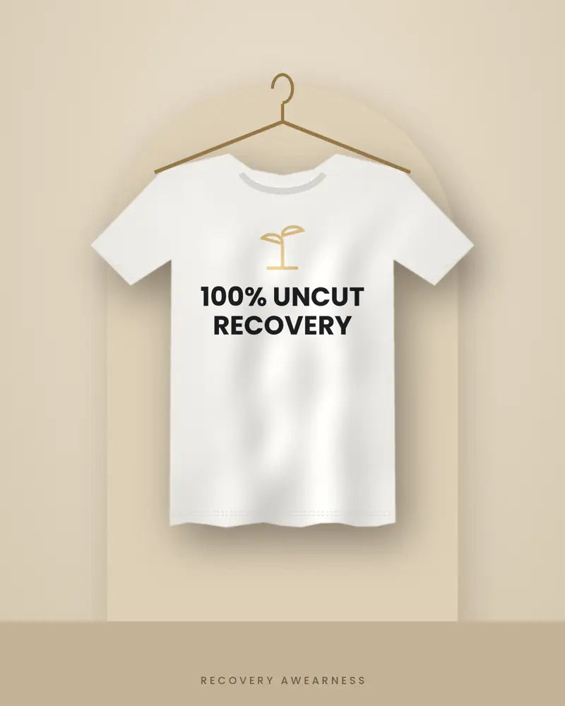 100% Uncut Recovery — white tee