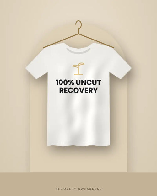 100% Uncut Recovery — white tee