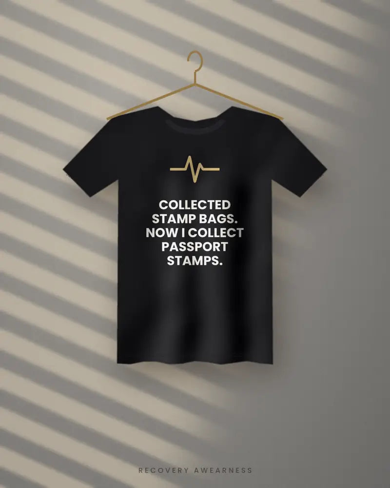 Collected Stamp Bags. Now I Collect Passport Stamps. — black tee