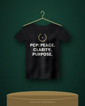 PCP: Peace. Clarity. Purpose. — black tee