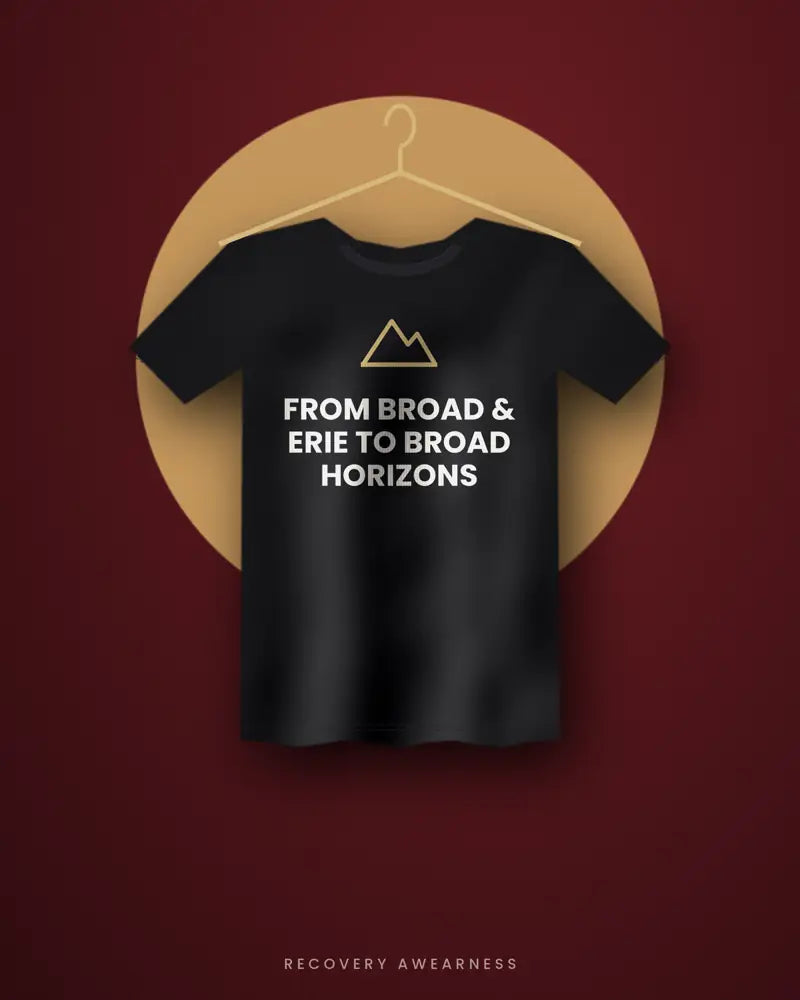 From Broad & Erie To Broad Horizons — black tee