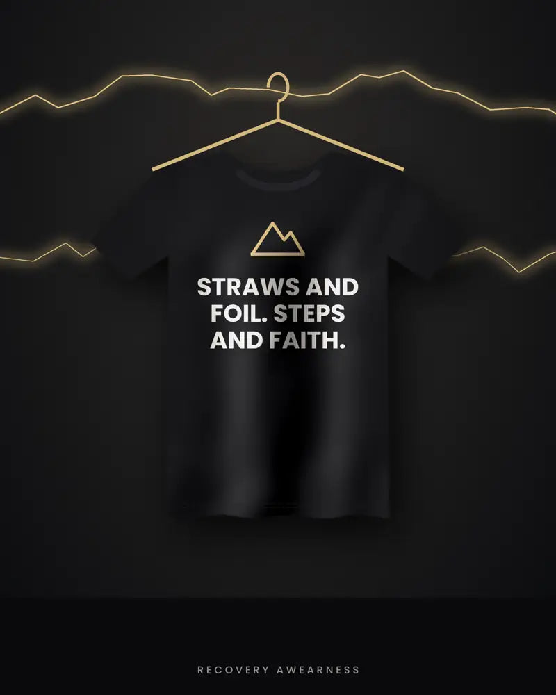 Straws And Foil. Steps And Faith. — black tee
