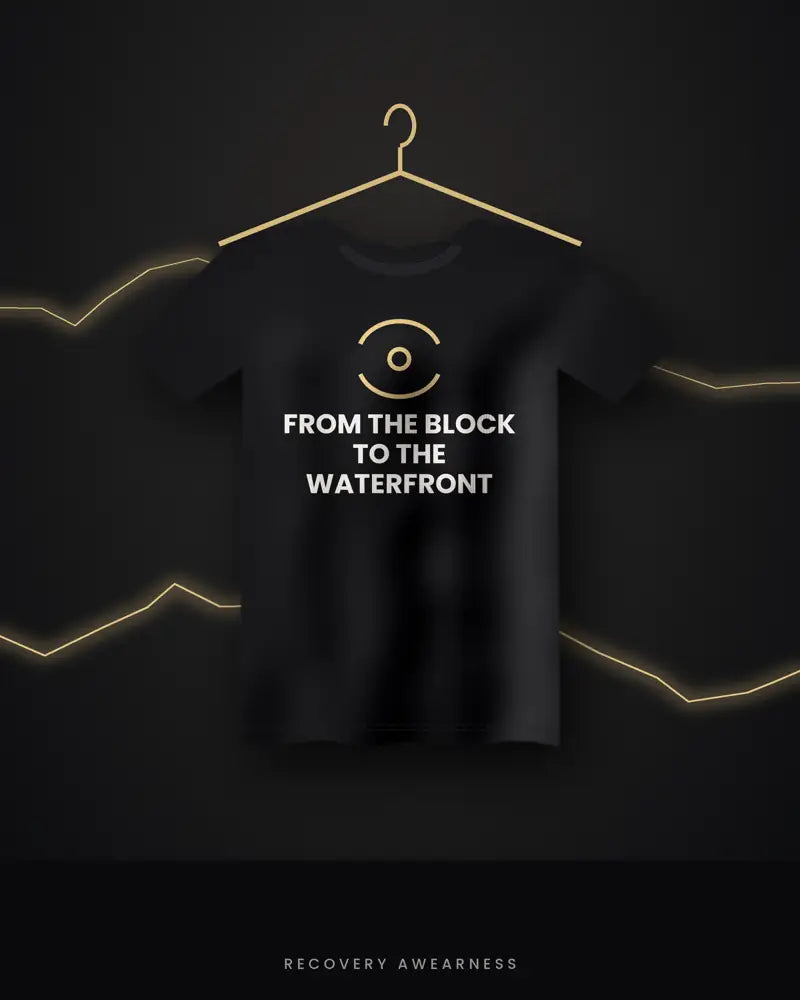 From The Block To The Waterfront — black tee