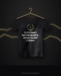 City That Never Sleeps. Now I Sleep Clean. — black tee