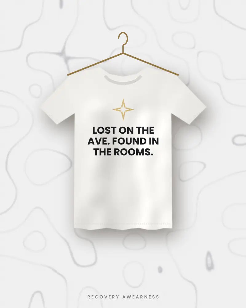 Lost On The Ave. Found In The Rooms. — white tee