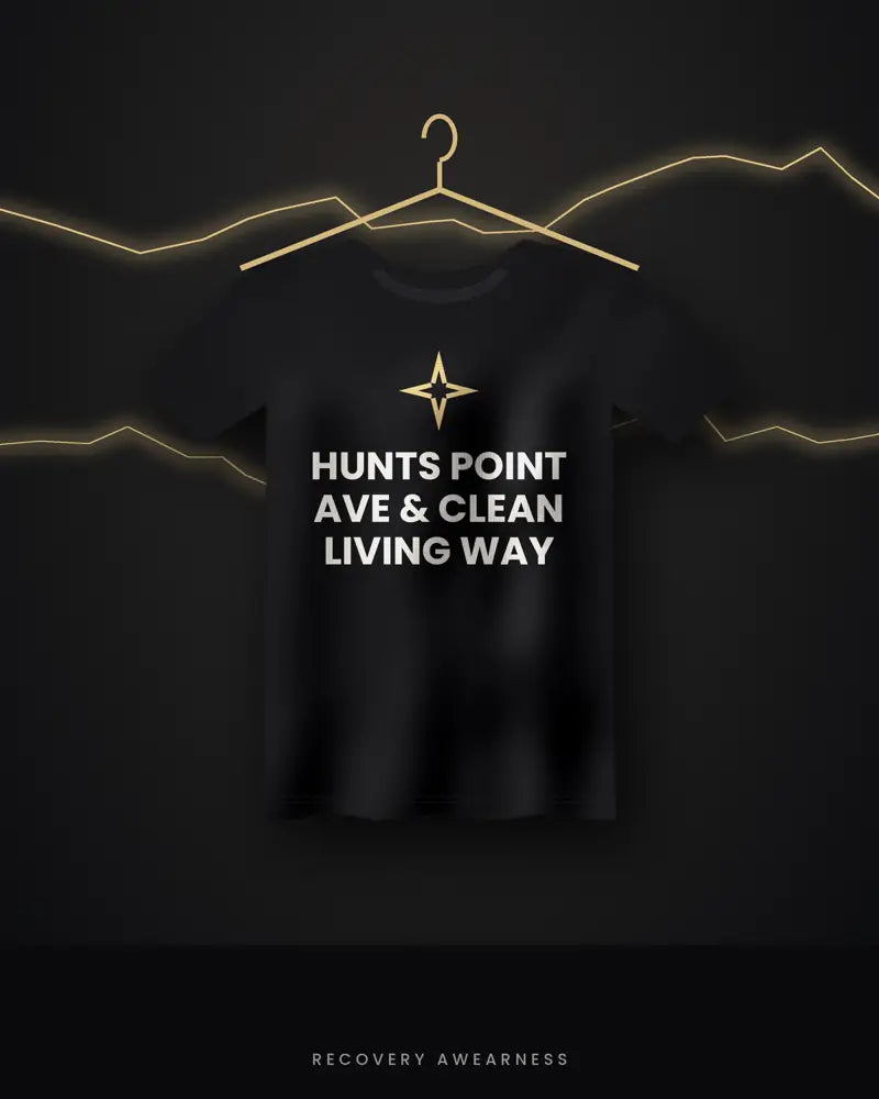 Hunts Point Ave & Clean Living Way — black tee