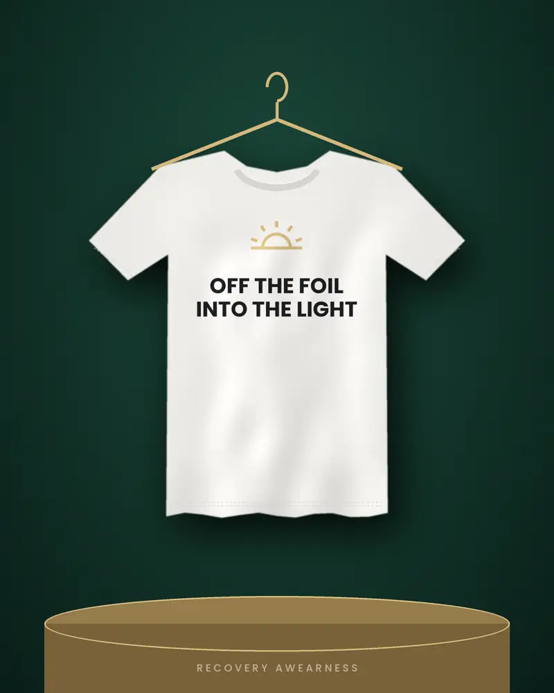 Off The Foil Into The Light — white tee