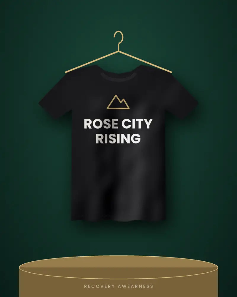 Rose City Rising — black tee