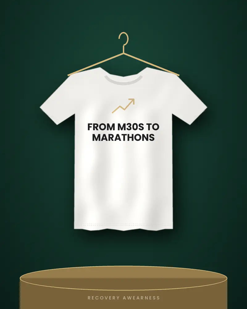 From M30s To Marathons — white tee