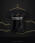 Bundles Down Blessings Up — black tee
