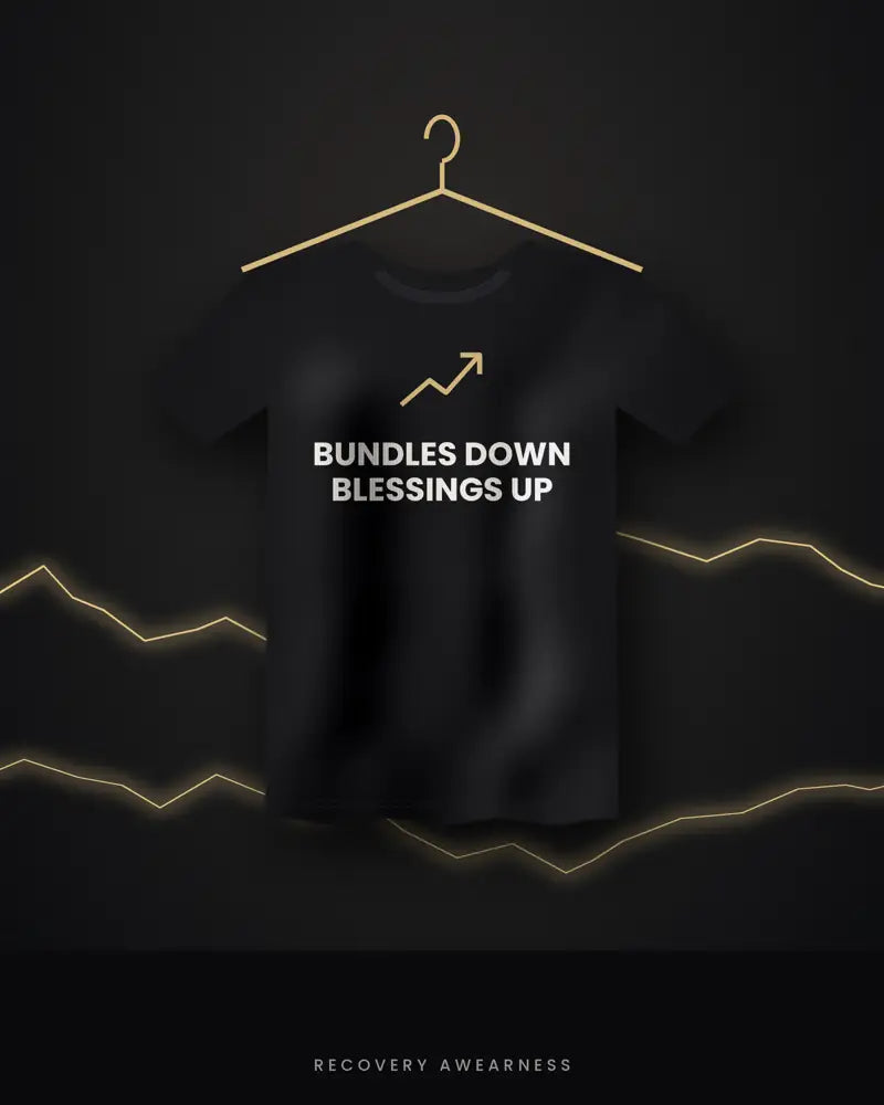 Bundles Down Blessings Up — black tee