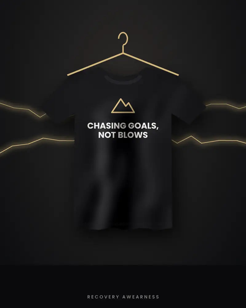 Chasing Goals, Not Blows — black tee